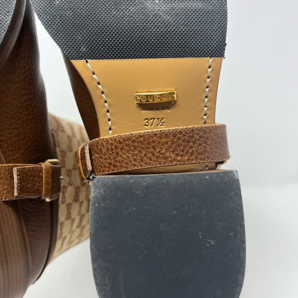 Gucci Lola GG Riding Boots Brown Knee High Supreme Block Heel EU 37.5 US 7.5 - Picture 9 of 9